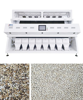 เครื่องคัดเเยกสีเมล็ดถั่วขาวการเกษตร 8 Chutes พร้อมกล้อง CCD