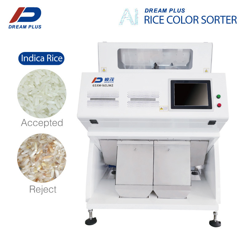 เครื่องคัดเเยกสีข้าว CCD พื้นหลัง RGB 2 Chutes
