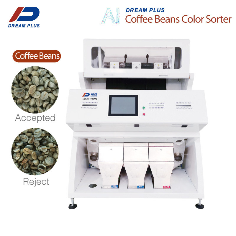 เครื่องคัดแยกเมล็ดกาแฟกล้อง CCD RGB 3 ราง 192 ช่องความแม่นยำสูง